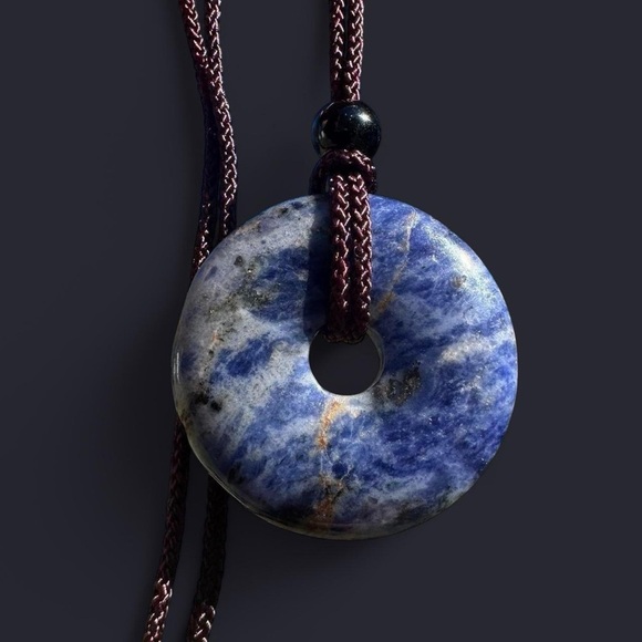 Sodalite Donut Pendant Necklace - Picture 1 of 6